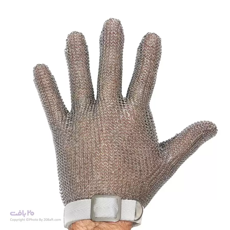 دستکش ایمنی ضد برش فلزی 5 انگشتی سایز L